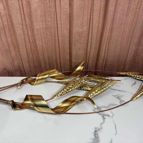 vintage mid-century modern metal and wood wall hanging